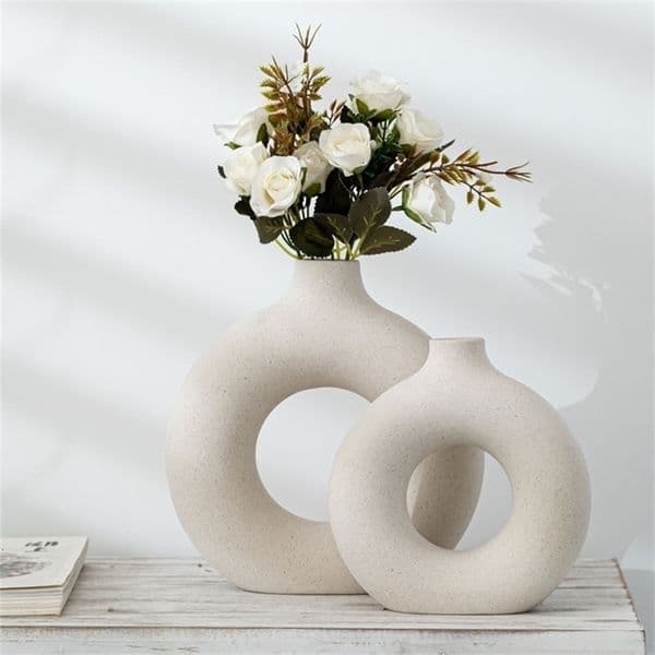 Modern Ceramic Dried Flowers Vase Home Decoration Creative Art Vase Tabletop Flower Pot Office Living Room Decor Ornaments Vases 211118