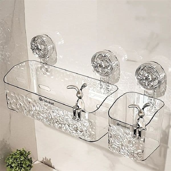 Shower Suction Cup Shelf Basket Light Glacier Pattern One Second Installation bathroom Organizer Storage Rotating to Suck Remove 241217cj