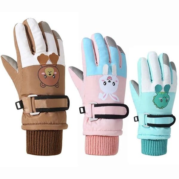 Cartoon Kids Gloves Thickened Warm Winter Ski Five-Finger Gloves for Children Windproof Boys Girls Snow Accessories 4-12 Years 231222