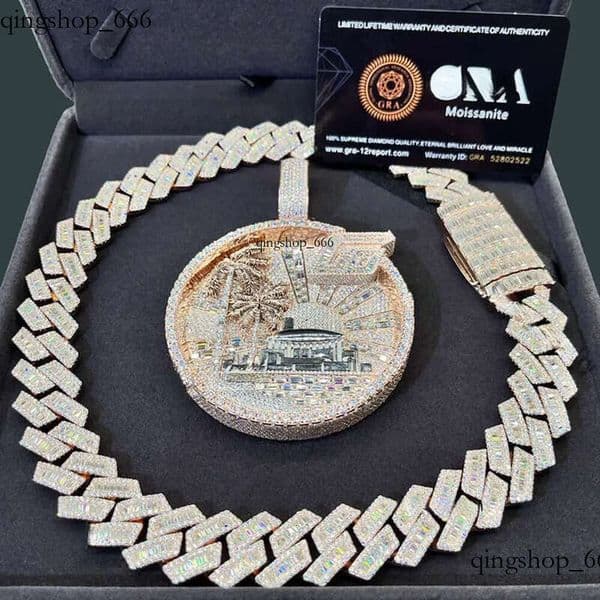 moissanite necklace designer jewelry cuban k Customization Cuban Necklace Full Iced Out Hiphop Chain Pass The Dia Test chain chains for men 42
