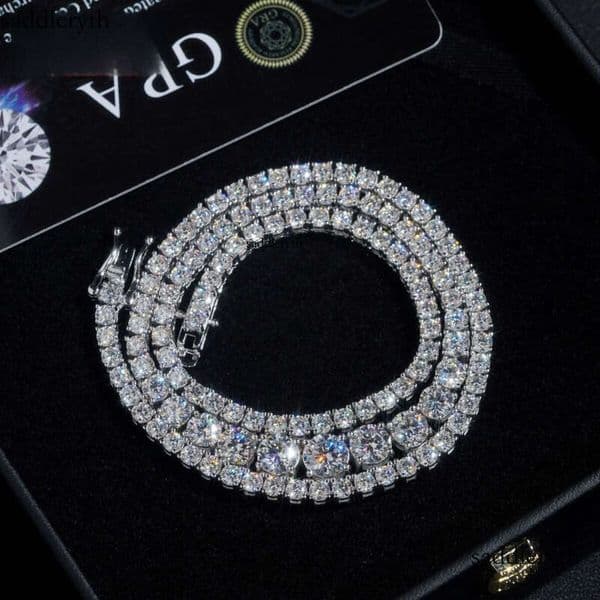 New Arrivals Fashion GRA Certificate Various Size Moissanite Dia Sier Tennis Chain Necklace Women 32