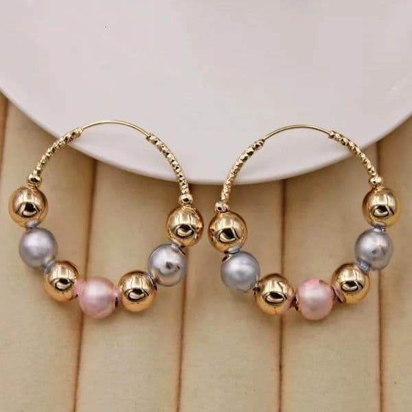 Exaggerated large circle retro fashion CCB pearl ear ring earrings for fashionable women 250930