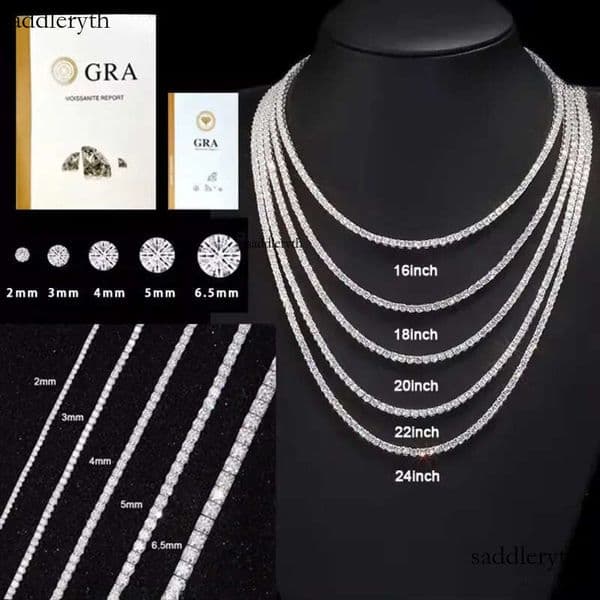 Wuzhou factory price hip hop necklace S sier with GRA VVS cuban k 2mm - 6.5mm moissanite tennis chain jewelry c7 66