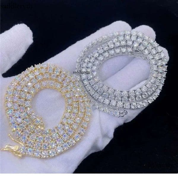 Maiyi Jewelry Custom Gold Moissanite Solid Real 9k 10k 14k Tennis Necklace for Women Men ea