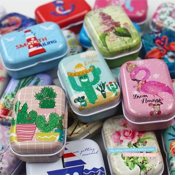 32Pcs1Box Cute Mini Tin Metal Box Sealed Pill Box Jewelry Candy Box Small Storage Cans Coin Earrings Headphones Gift Boxes 240531