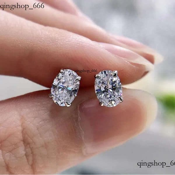 Choucong Drop Ship Top Sell Stud Earrings Moissanite Solitaire Simple Fashion Jewelry Sterling Sier Gold Fill Women Wedding Oval Dia Earring Gift 4b