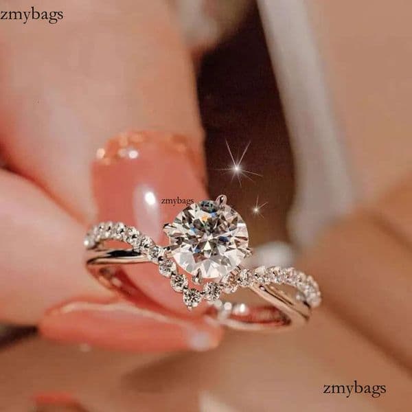 1CT Moissanite Dia Wedding Rings Simple Fashion Jewelry Real Sterling Sier Zircon Eternity Women Finger Ring For Lover Gift