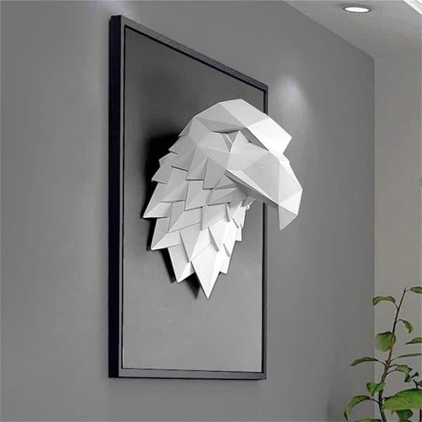 3D Eagle Head Statue Home Decoration Accessories Animal Abstract Sculpture Wall Hang Decor Statue Living Room Mural Art Craft 210414