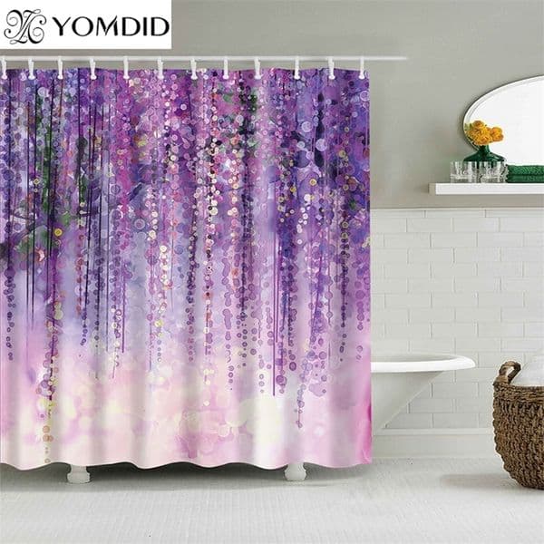 Shower Curtains Flowers Pattern Shower Curtains Waterproof Polyester Bath Screen Curtain for Home Decoration Bathroom Printed Shower Curtain 230322