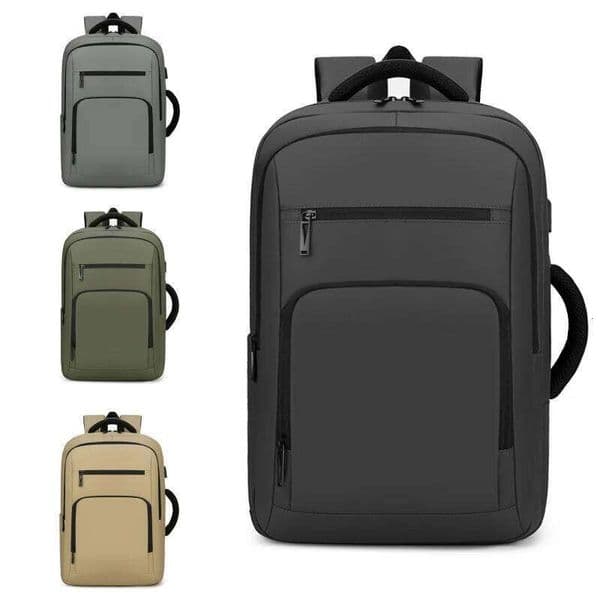 New Business Men's Outdoor Travel USB Port Laptop Backpack, Multi-Functional Large-Capacity Water-Resistant Schoolbag
