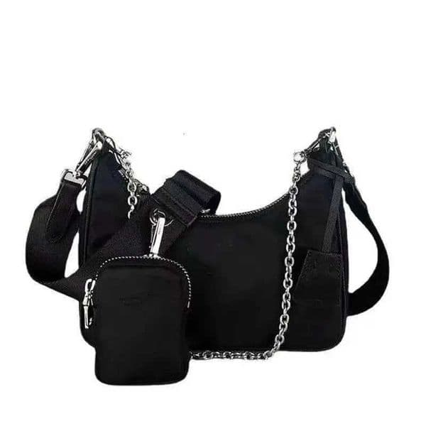 Casual Nylon Waterproof Women Shoulder Hobo Bags Fashion Cool Black Chain Decolr Armpit Crossbody With Small Purse Z250928