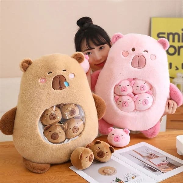 Six Balls Capybara Bag Cartoon t Animal Squishy Mini Dolls Plush Pillow Office Nap Food Snack Plushie Peluche Gift 240913