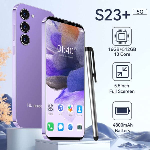 HD Display 2023 New S23+ Mobile 5 Inch 16+512G Smart Android Phone