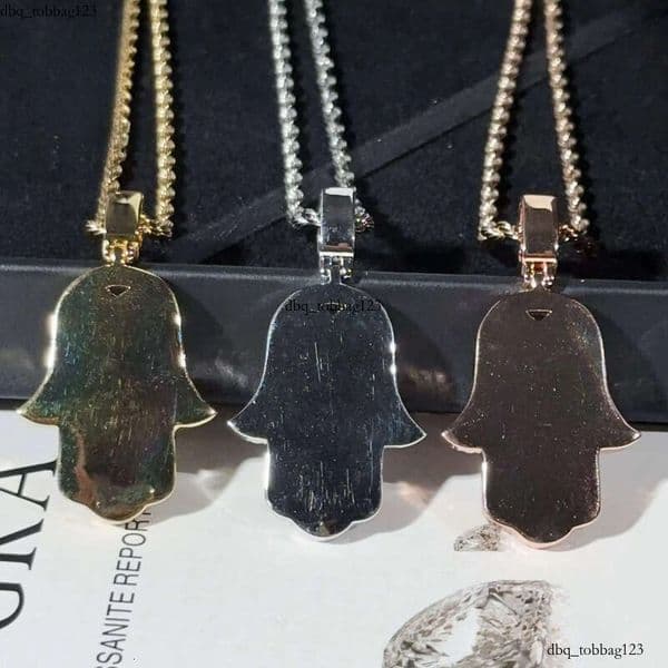 Ready to Ship Hip Hop Jewelry Hamsa Iced Out Sterling Sier Moissanite Pendant With Rope Chain for Men aaa