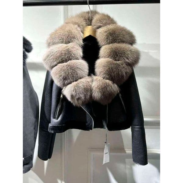 Janveny Large Natural Fox Women Thick Warm Retro Faux Lamb Fur Jacket Autumn Winter Female Coat Outwear Mdng2510
