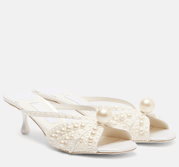 Luxury Designer Women Pump Slide Sandal Siva Sana Embellished Mule Pearl Embellished Mules satin in white Pearls Leather Top Designer Package 35-42EU