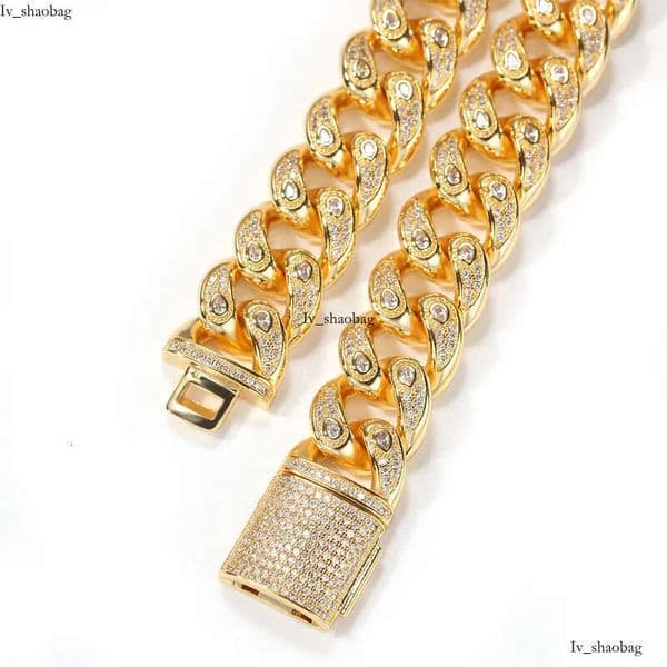 High Quality Iced Out Cuban Link Necklace Bracelets Mens Hip Hop Gold Chain Necklaces Jewelry 15mm aaa