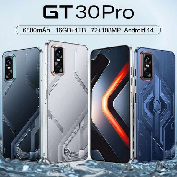 HD Display Mobile Phone New Gt30 Pro Perforated 7.3Inch Large Screen Android 14 Hot-Selling Smartphone