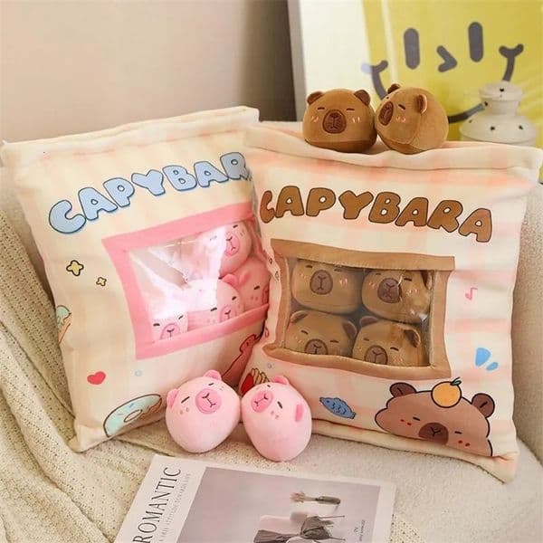 Cute Capybara Snack Pillow Pudding Plush A Detachable Set of Animal Plush Dolls Kawaii Birthday Gift Children and Girls 241126
