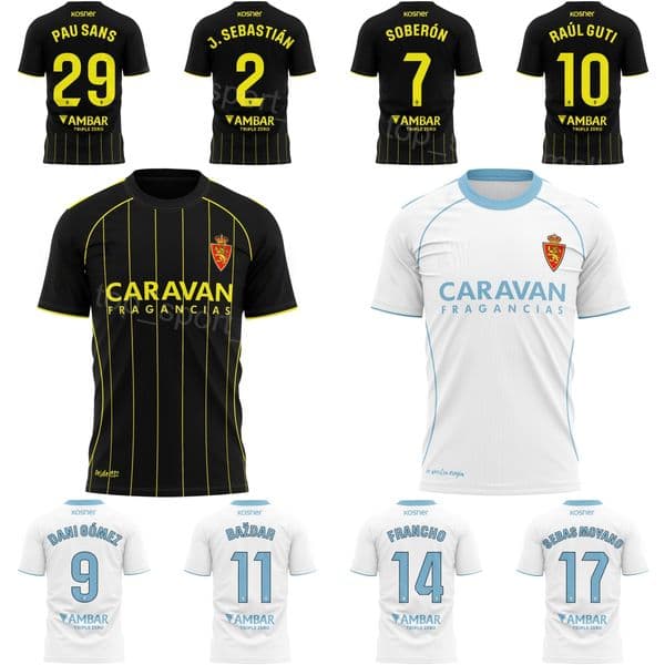 Club 2025-26 Men Soccer Real Zaragoza Jersey 9 DANI GOMEZ 29 PAU SANS 11 BAZDAR RODRIGUEZ SEBASTIAN SEBAS MOYANO SOBERON SAIDU SERRANO RAUL GUTI Football Shirt Kits