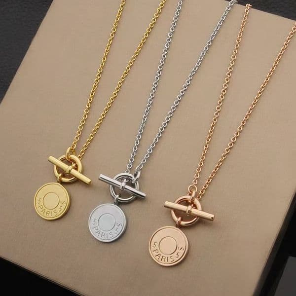Couple brand H necklace classic round brand OT buckle pendant necklace high-quality stainless steel designer jewelry for women