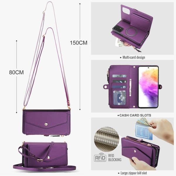Magnetic Detachable Wallet Case with Card Slot & Stand for Samsung Galaxy S25 Ultra S24 S23 S22 S21