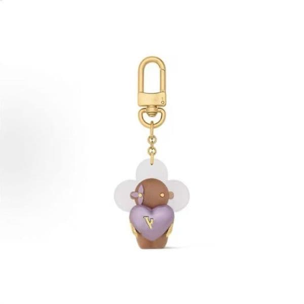 With BOX Designer keychains Purple Sunflower Brand keyring Fashion Leather key chain Charm fashion bags Pendant Handbags Car Keys Acssories Z260514