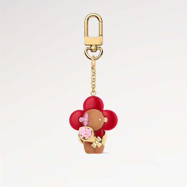 With BOX New Purse charm keychain lovely red flower keyring casual portachiavi leisure shoulder bag charms pendant key holder L260525FT66