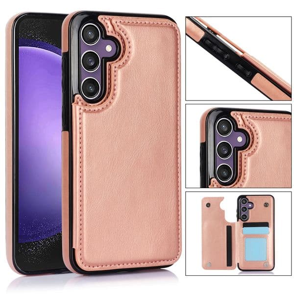 Multi-function Crazy Horse Case Left Right Open for Samsung S24FE S23 Ultra S25 Plus S21 FE S22 Ultra Stock