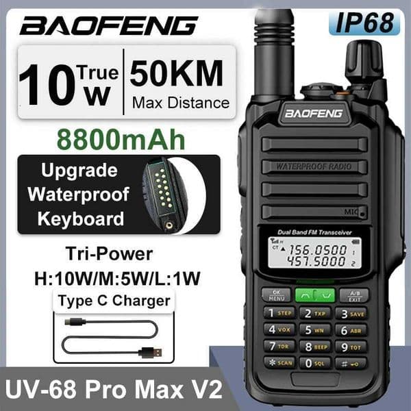 UV68 Pro Max V2 Baofeng 10W Walkie Talkie Waterproof 8800mah UV98 Pro UVS22 Pro V2 FM Radio UV68 VHF UHF Dual Band 9R UV98XJ250928