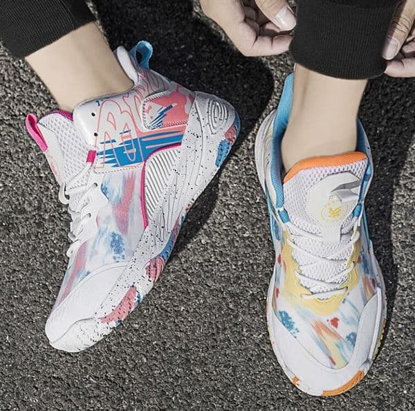 New Mandarin Duck Basketball Shoes Men's Mid Top Casual Sneakers Junior High School Students Professional Practical Trendy Sports Shoes Z 10.1-5