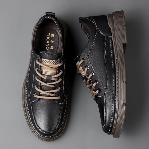 Trendy men's versatile British style retro fashion men's shoes autumn and winter new leather casual shoes soft soled designer shoes