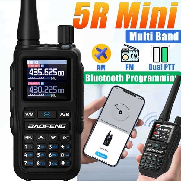 Baofeng UV5R Mini Long Range Walkie Talkie etooth Phone APP Programming TypeC Charging Full Band AM FM 2 Way Pocket RadioXJ250928