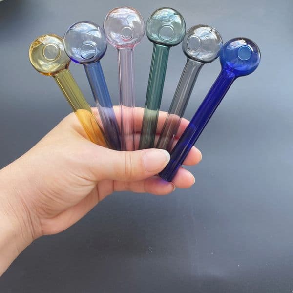10cm colorful Oil Burner Pipes hookahs Spoon Hand glass Pipes For Smoking Accessories Tobacco Tool