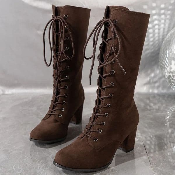 Winter Coarse Heel Shoes Round Head Front Cross Lacing Antislip Wearresistant High Boots 250930BANJIA
