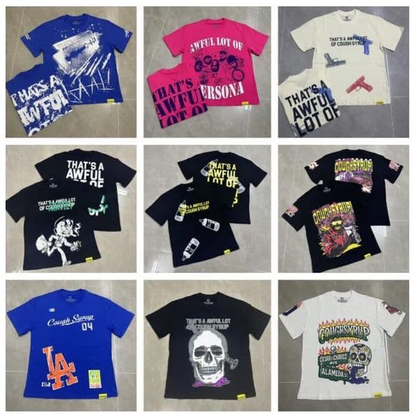 THAT'S A AWFUL LOT OF COUGH SYRUPDesigner T-shirt Men's T-shirt American streetwear brands loose men's printed T-shirt