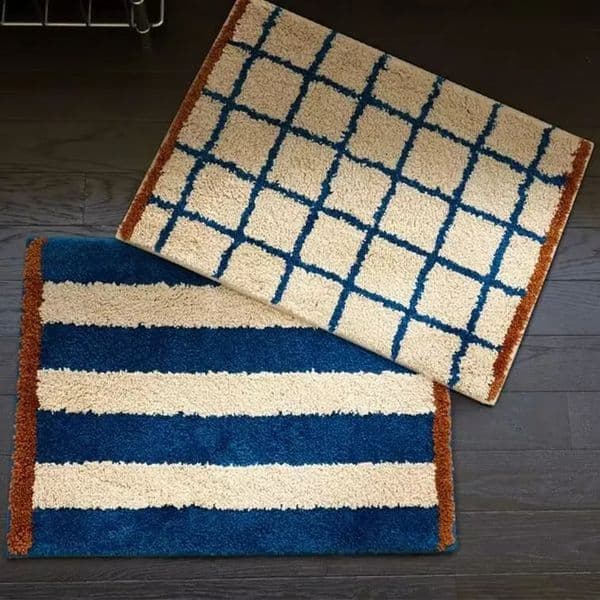 Tufting Grids Stripe Bathroom Mat Bathmat Living Room Carpet Bedside Rug Soft Bedroom Floor Tidy Pad Aesthetic Home Decor 250929BJ