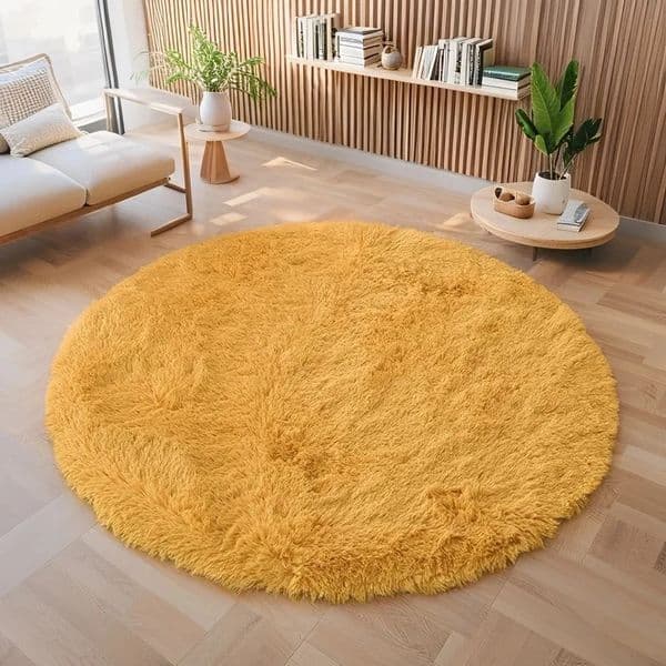Soft Plush Rugs for Kids Bedroom Play Mat Home Decor Circular Fluffy Carpet for Baby Room Floor Decor White Rug for Nursery 250929BJ