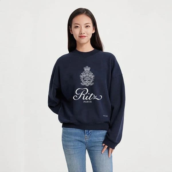 Korean fashion autumn and winter round neck letter printing n loose casual long sleeved floral hooded sweatshirt for women 240902w