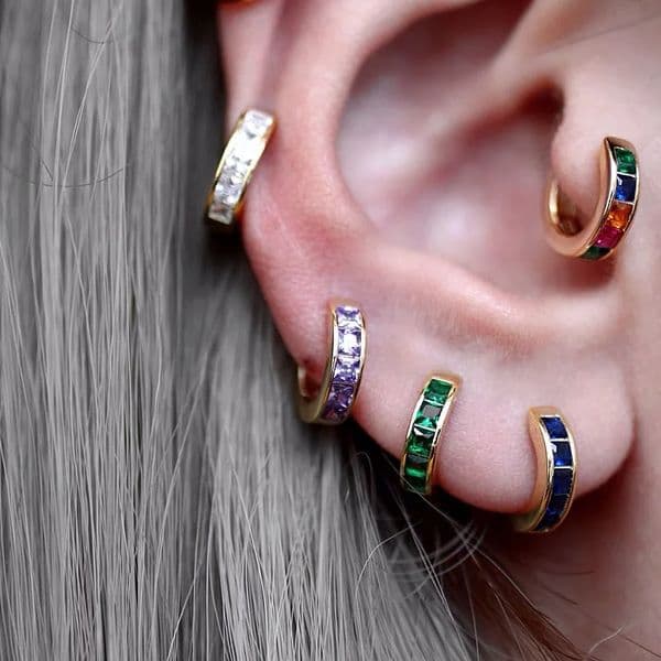 925 Sterling Silver Earring Fashion Blue Green Color Zircon Ear Ring Ear Buckle Metal Style Personality Woman Girl Boy Ear Jewel 250930