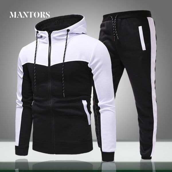 Men Casual Sets Spring New Solid Splice Jogger Tracksuit Zipper Hoodies+Pants 2PC Sets Men's Sportswear Sport Suit Clothing 201110w