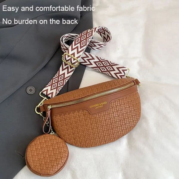 Stylish Womens Banana Bags PU Leather Crossbody Bags with Coin Purse Wide Strap Chest Bag Ladies Waist Bags Solid Shoulder Bags 250929