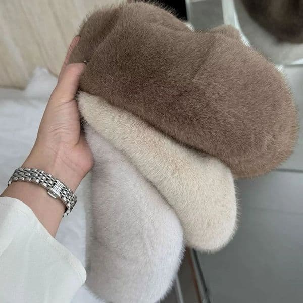 French Style Warm Furry Artist Painter Hat Winter Warmer Plush Berets Mink Fur Hats Thicken Women Girls Cap Xmas Gift 250930