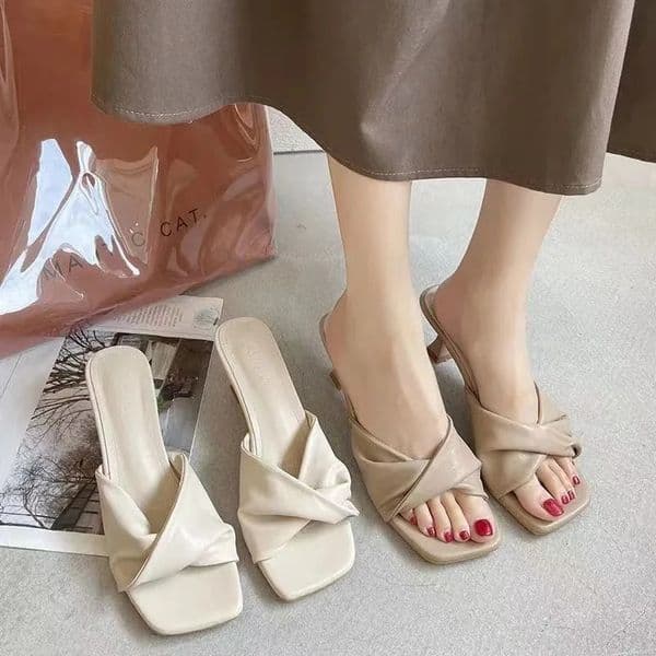 Summer Fashion Simple Ladies Slippers Dew Feet High Heels Solid Color Comfortable Casual SlippersFashion Slippers 250922BJ