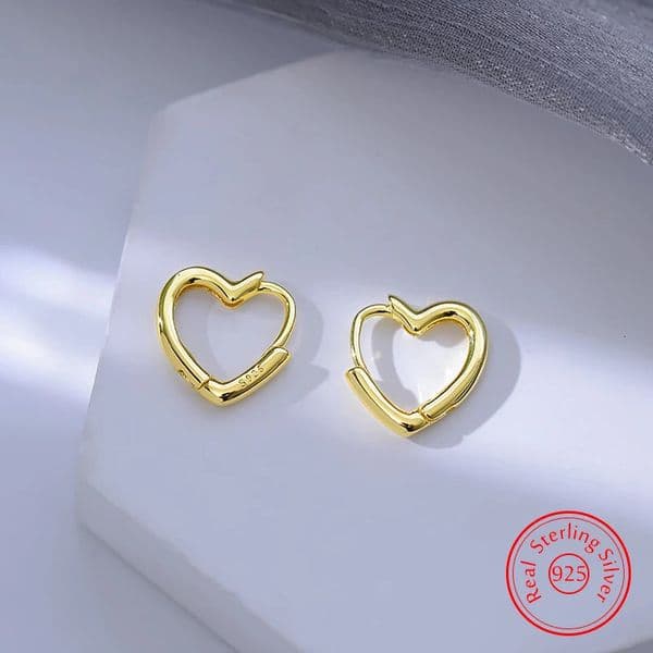 Solid 925 Sterling Silver Womens Jewelry Fashion Heart Hoop Earrings XY0186 250930