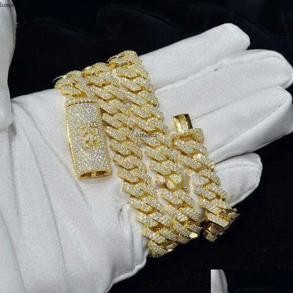 Pendant Necklaces 10Mm Moissanite Cuban Chain Fast Round Brilliant Cut 10K 14K Solid Gold k For Men Women Drop Delivery Jewelry Pe Dhpot 111