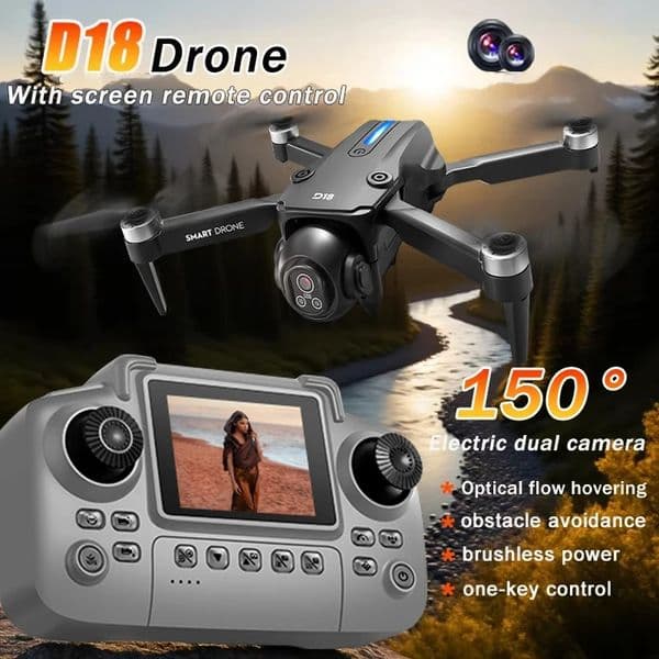 Original D18 Drone With 8K HD 150° Electric Dual Camera Angle Obstacle Avoidance Foldable Quadcopter For Aerial Photography Toy High-Quality