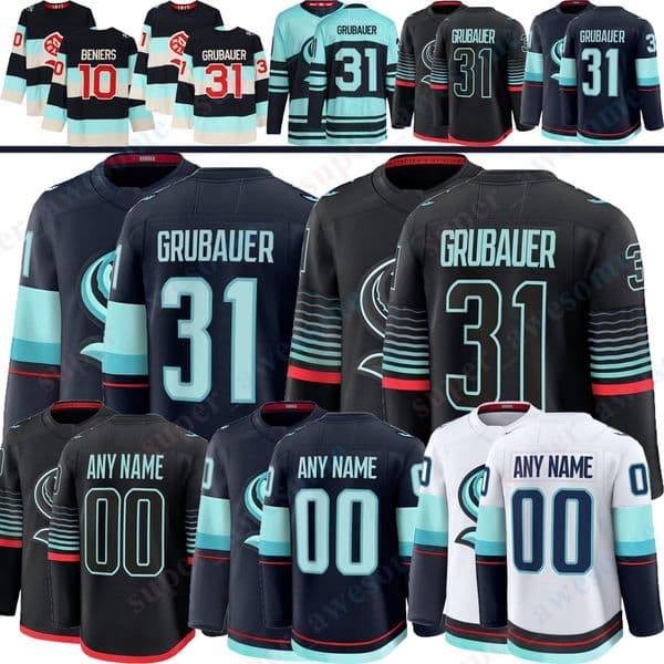 31 Philipp Grubauer Matty Beniers Seattle Hockey Jerseys Kaapo Kakko Krakens Jersey Jared McCann Eberle Brandon Montour Shane Wright Jake OBrien Vince Dunn