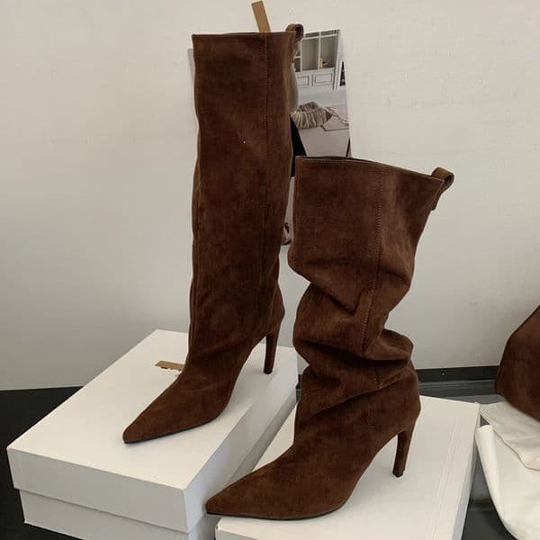 Eilyken Street Style Winter Pointed Toe Women KneeHigh Boots Sexy Thin Heels Female Shoes Punk Vintage Long Booties 250930
