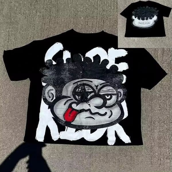 Vintage Big Face Graphic Print Cotton TShirt Men Y2K Summer Short Sleeves Oversize Tshirt Streetwear Women Tops 250924BJ